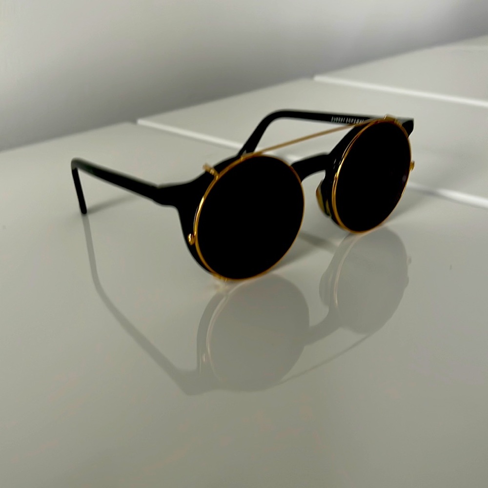 Fabulous Black with gold detachable rimmed lenses.